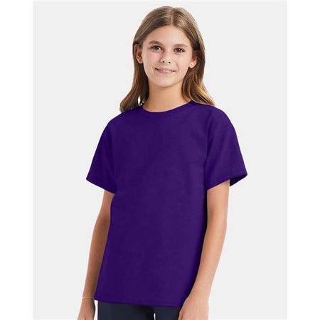 Hanes Essential-T Youth T-Shirt - Athletic Purple - Hanes 5480 Hanes