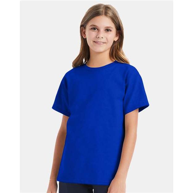 Hanes Essential-T Youth T-Shirt - Athletic Royal - Hanes 5480 Hanes