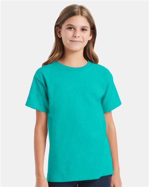 Hanes Essential-T Youth T-Shirt - Athletic Teal - Hanes 5480 Hanes Athletic Teal XS