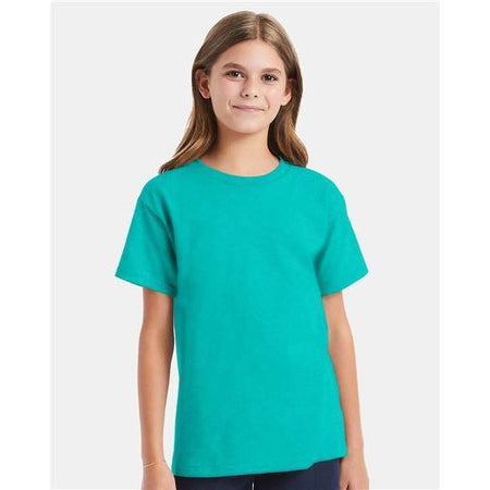 Hanes Essential-T Youth T-Shirt - Athletic Teal - Hanes 5480 Hanes