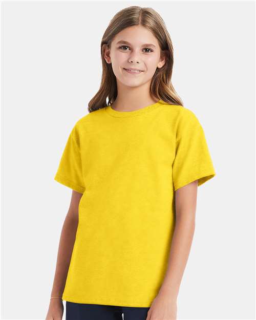 Hanes Essential-T Youth T-Shirt - Athletic Yellow - Hanes 5480 Hanes Athletic Yellow XS