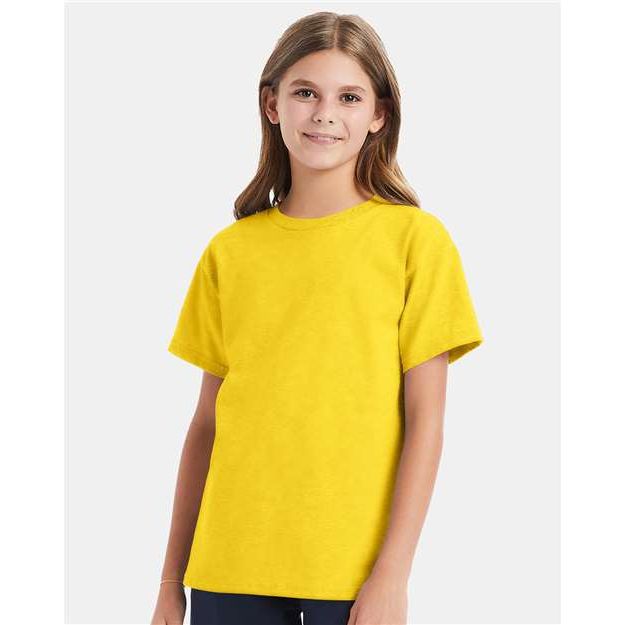 Hanes Essential-T Youth T-Shirt - Athletic Yellow - Hanes 5480 Hanes