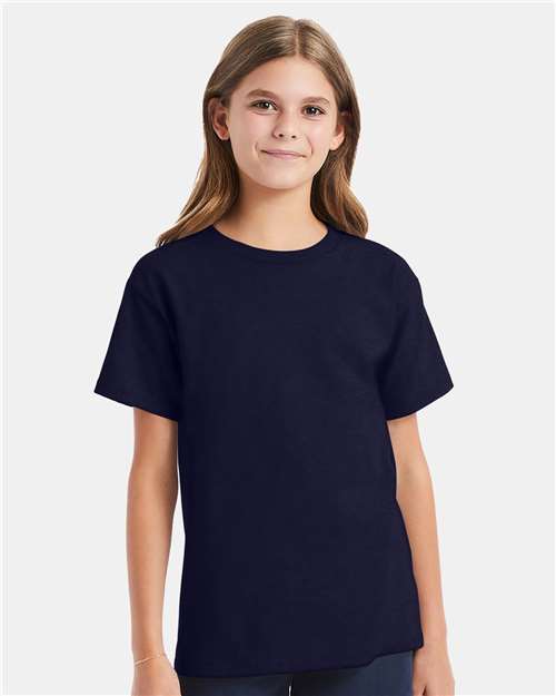 Hanes Essential-T Youth T-Shirt - Athletic Navy - Hanes 5480 Hanes