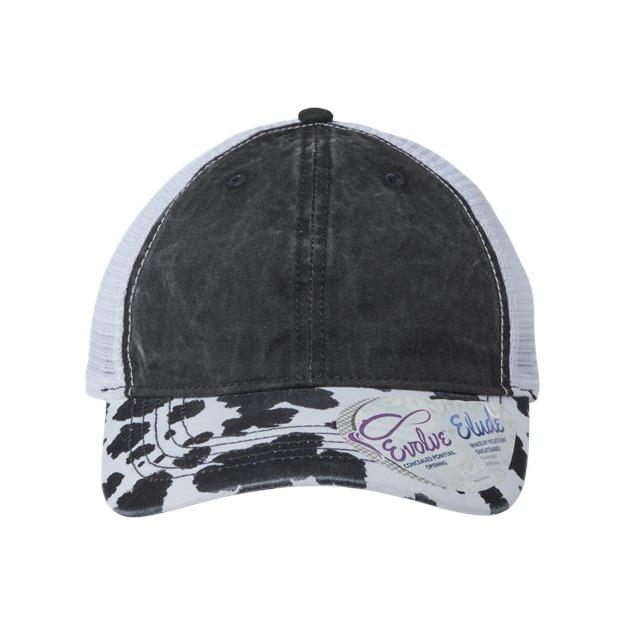 Infinity Her Women's Printed Bill with Mesh Back Cap - Infinity Her JANET Infinity Her Black/ Cow/ White Adjustable