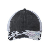 Infinity Her Women's Printed Bill with Mesh Back Cap - Infinity Her JANET Infinity Her Black/ Cow/ White Adjustable