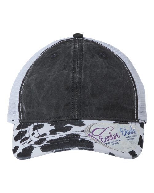 Infinity Her Women's Printed Visor with Mesh Back Cap - Infinity Her JANET Infinity Her Black/ Cow/ White Adjustable