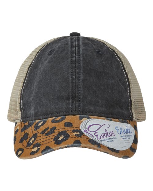 Infinity Her Women's Printed Visor with Mesh Back Cap - Infinity Her JANET Infinity Her Black/ Leopard/ Khaki Adjustable