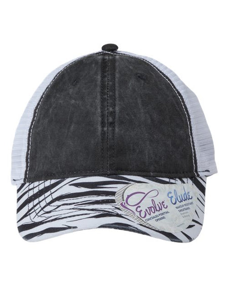 Infinity Her Women's Printed Visor with Mesh Back Cap - Infinity Her JANET Infinity Her Black/ Zebra/ White Adjustable