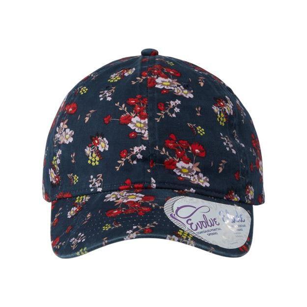 Infinity Her Women's Garment-Washed Fashion Print Cap - Infinity Her HATTIE Infinity Her Dark Navy/ Floral Adjustable
