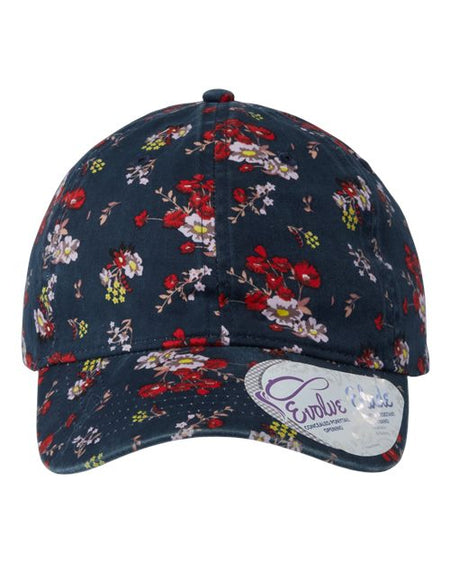 Infinity Her Women's Garment-Washed Fashion Print Cap - Infinity Her HATTIE Infinity Her Dark Navy/ Floral Adjustable