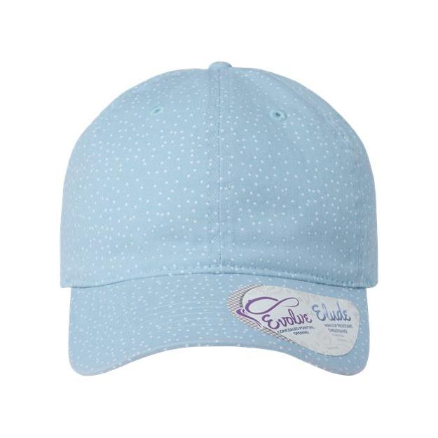 Infinity Her Women's Garment-Washed Fashion Print Cap - Infinity Her HATTIE Infinity Her Light Blue/ White Polka Dots Adjustable