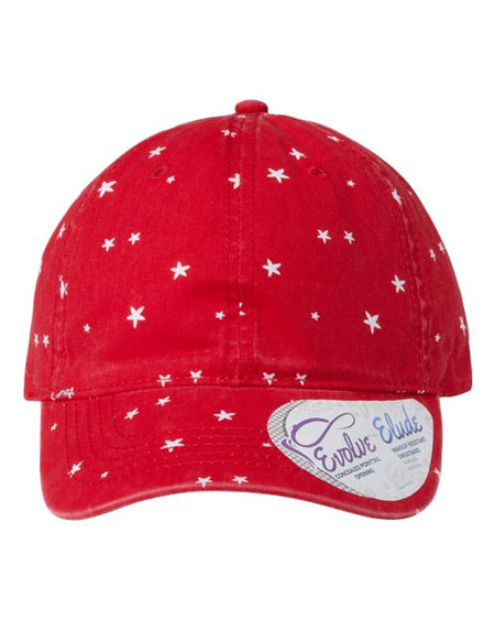 Infinity Her Women's Garment-Washed Fashion Print Cap - Infinity Her HATTIE Infinity Her Red/ White Stars Adjustable