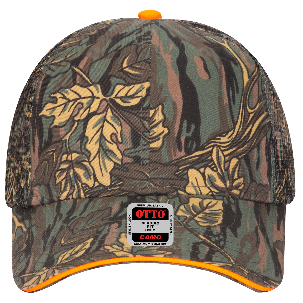 OTTO CAP Camouflage 6 Panel Low Profile Mesh Back Trucker Hat OTTO 106-752 Otto Cap 173207 - Dk.Grn/Kha/Brn OSFM - Adult