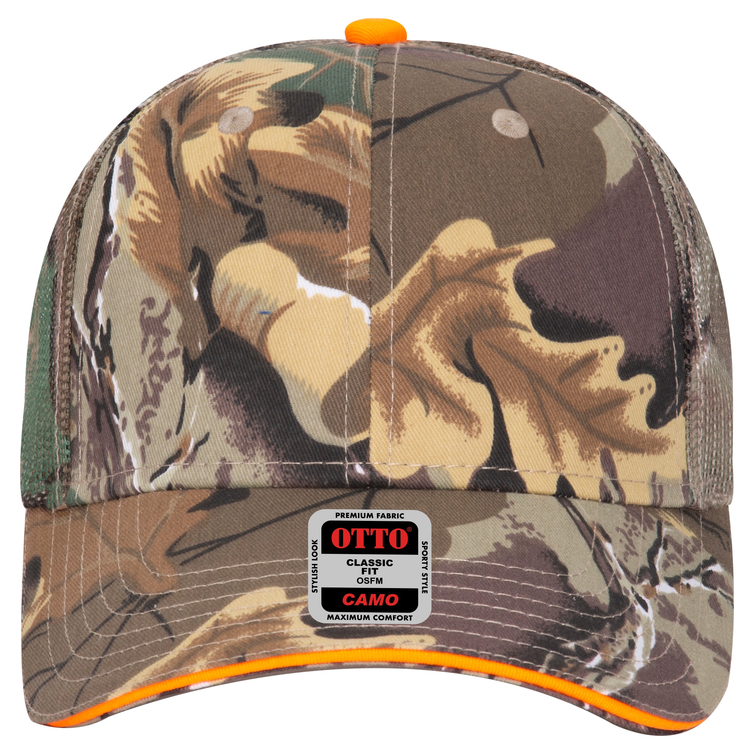 OTTO CAP Camouflage 6 Panel Low Profile Mesh Back Trucker Hat OTTO 106-752 Otto Cap 320734 - Kha/Brn/Lt.Ol.Grn OSFM - Adult