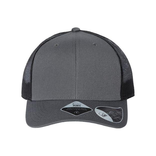 Atlantis Headwear Sustainable Trucker Cap - Atlantis Headwear BRYCE Atlantis Headwear Dark Grey/ Black Adjustable