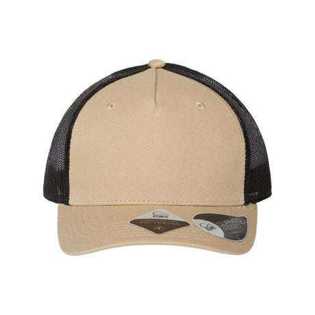 Atlantis Headwear Sustainable Five-Panel Trucker Cap - Atlantis Headwear ZION Atlantis Headwear Khaki/ Black Adjustable