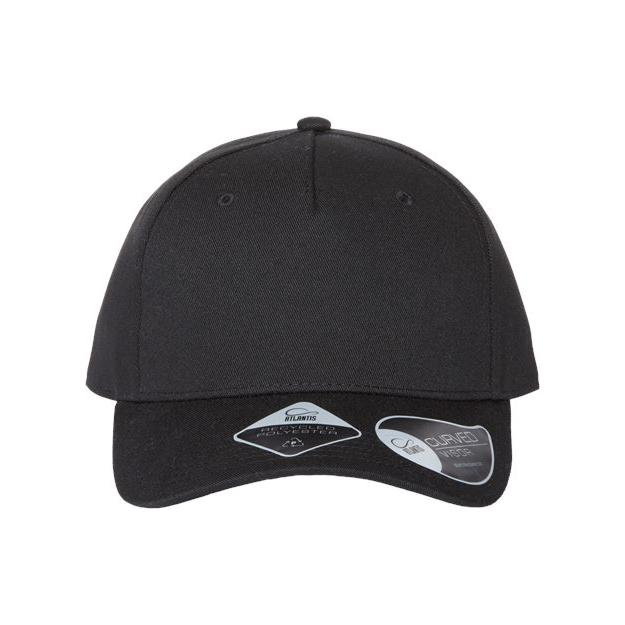 Atlantis Headwear Sustainable Five-Panel Cap - Atlantis Headwear FIJI Atlantis Headwear Black Adjustable