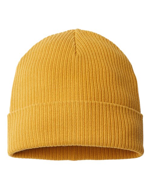 Atlantis Headwear Sustainable Cuffed Beanie - Atlantis Headwear NELSON Atlantis Headwear Mustard Yellow One Size