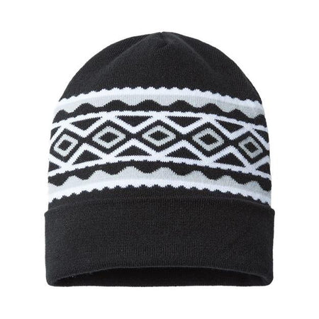 CAP AMERICA USA- Made Diamond Cuffed Beanie - CAP AMERICA RKD12 CAP AMERICA Black/ Silver One Size