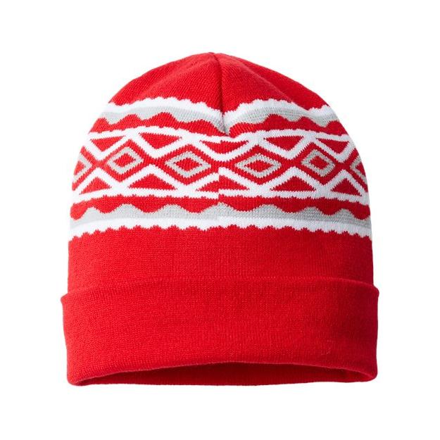 CAP AMERICA USA- Made Diamond Cuffed Beanie - CAP AMERICA RKD12 CAP AMERICA True Red/ Silver One Size