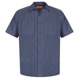 Men's Long Size, Short Sleeve Striped Industrial Work Shirt Joe's USA Grey/Blue 3X-Large