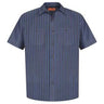 Men's Long Size, Short Sleeve Striped Industrial Work Shirt Joe's USA Grey/Blue 3X-Large