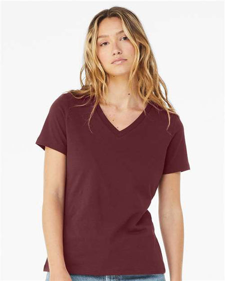 BELLA + CANVAS Women’s Relaxed Jersey V-Neck Tee - BELLA + CANVAS 6405 BELLA + CANVAS Maroon S