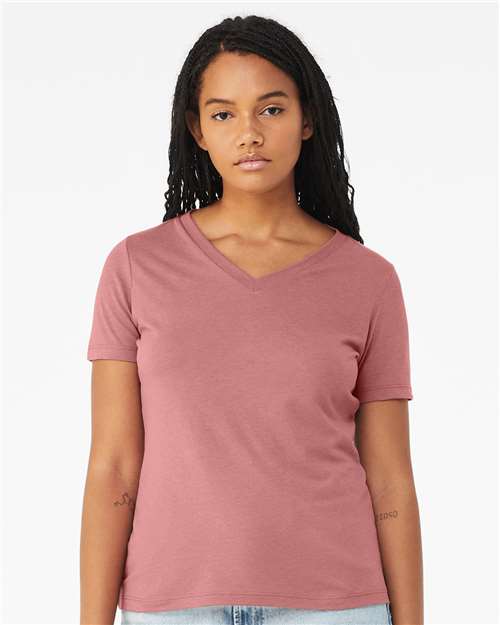 BELLA + CANVAS Women's Relaxed Triblend Short Sleeve V-Neck Tee - BELLA + CANVAS 6415 BELLA + CANVAS Mauve Triblend S