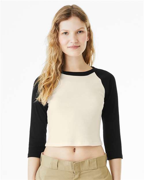 BELLA + CANVAS Women's Micro Rib Three-Quarter Raglan Sleeve Baby Tee - BELLA + CANVAS 1200