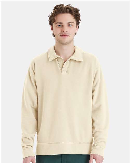 ComfortWash by Hanes Garment-Dyed Polo Collar Sweatshirt - ComfortWash by Hanes GDH490 ComfortWash by Hanes Parchment S