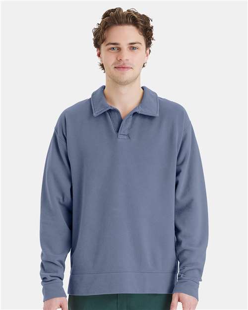 ComfortWash by Hanes Garment-Dyed Polo Collar Sweatshirt - ComfortWash by Hanes GDH490 ComfortWash by Hanes Saltwater S