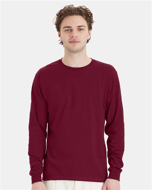 Hanes Essential-T Long Sleeve T-Shirt - Athletic Cardinal - Hanes 5286 Hanes Athletic Cardinal S