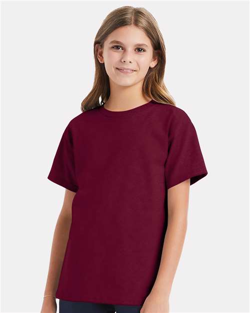 Hanes Essential-T Youth T-Shirt - Athletic Cardinal - Hanes 5480 Hanes