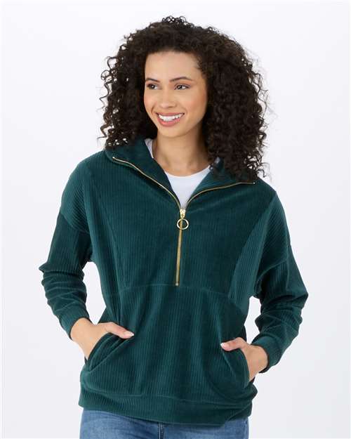 Boxercraft Women's Manchester Corded Quarter-Zip Pullover - Boxercraft BW5203