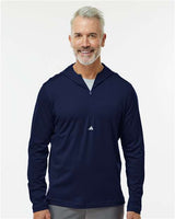 Adidas A596 Men's Lightweight Quarter-Zip Hooded Pullover All-Season Comfort Layer