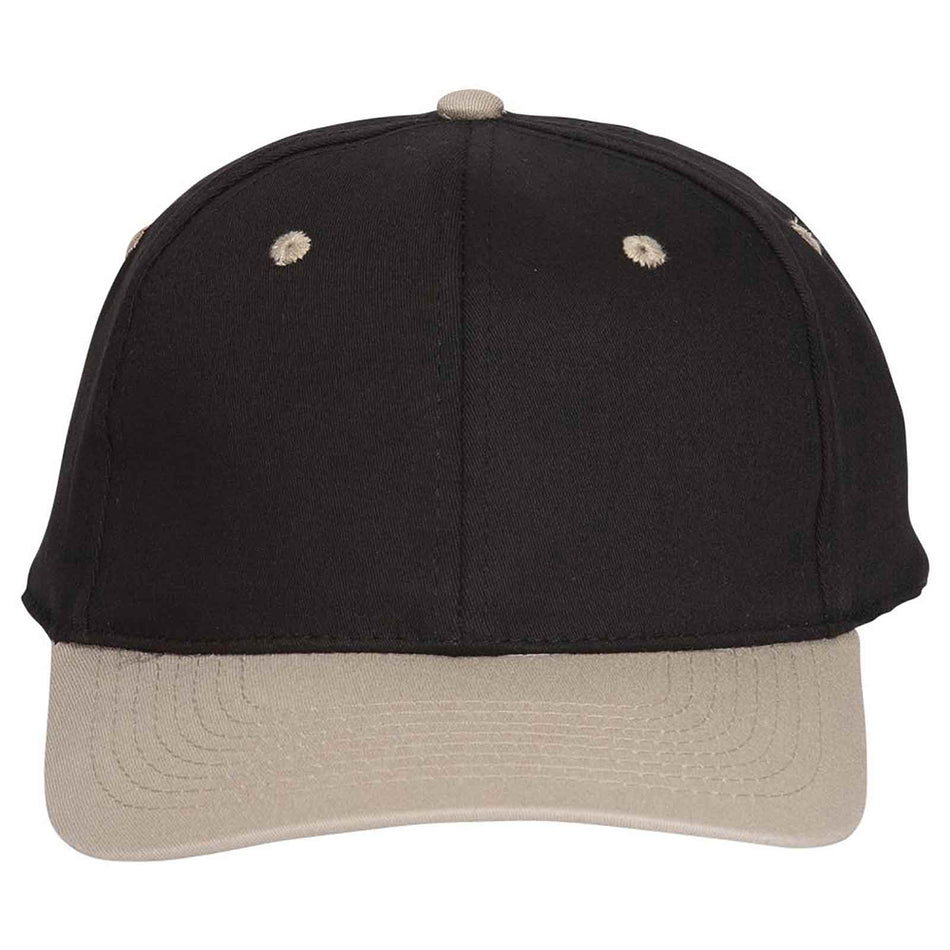 OTTO CAP "OTTO FLEX" 6 Panel Low Profile Baseball Cap OTTO 11-018 Otto Cap 3203 - Kha/Blk S/M