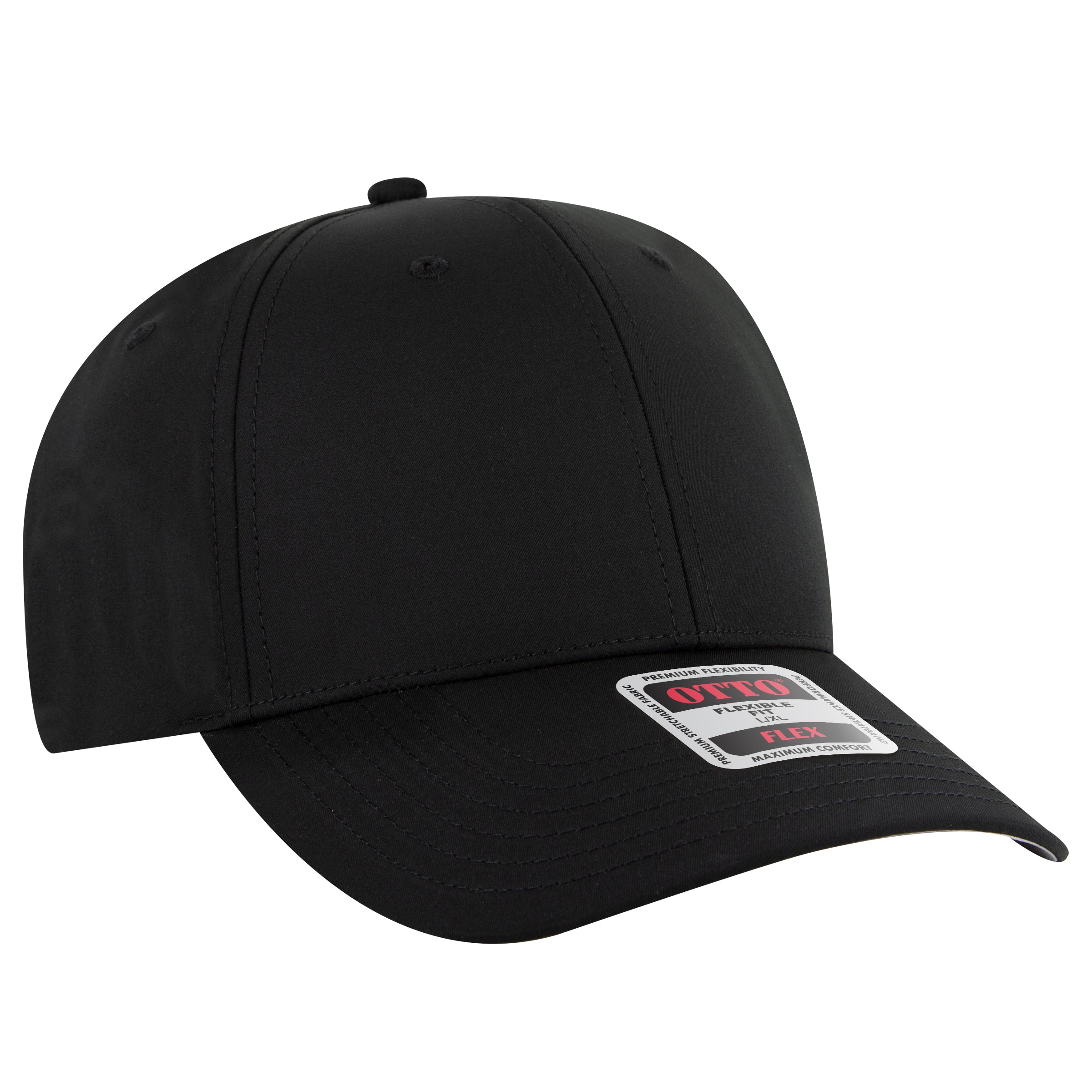 OTTO CAP "OTTO FLEX" 6 Panel Low Profile Baseball Cap OTTO 11-2 Otto Cap 003 - Black L/XL