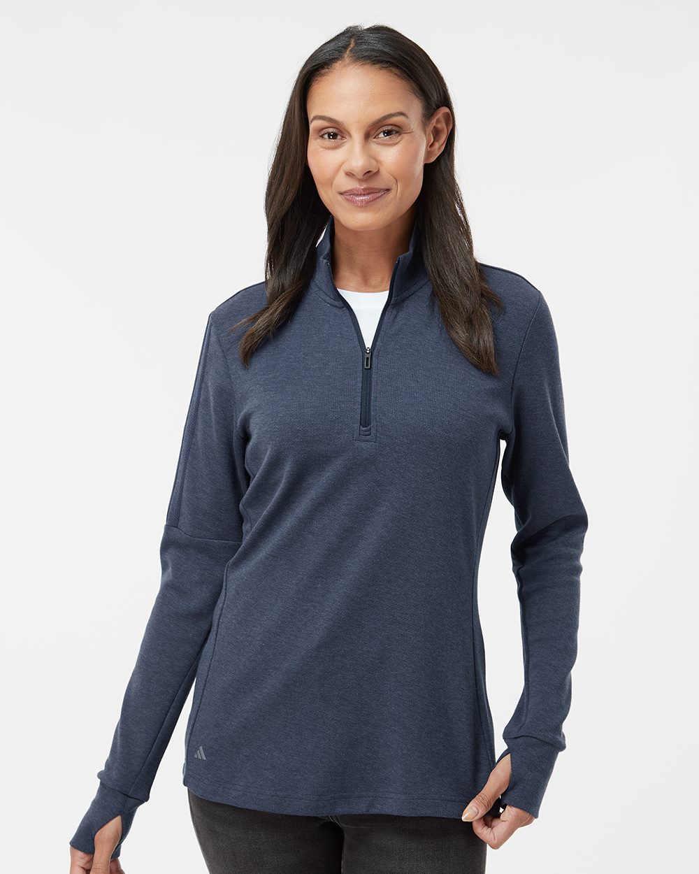 Adidas Women's 3-Stripes Quarter-Zip Sweater Pullover - Adidas A555