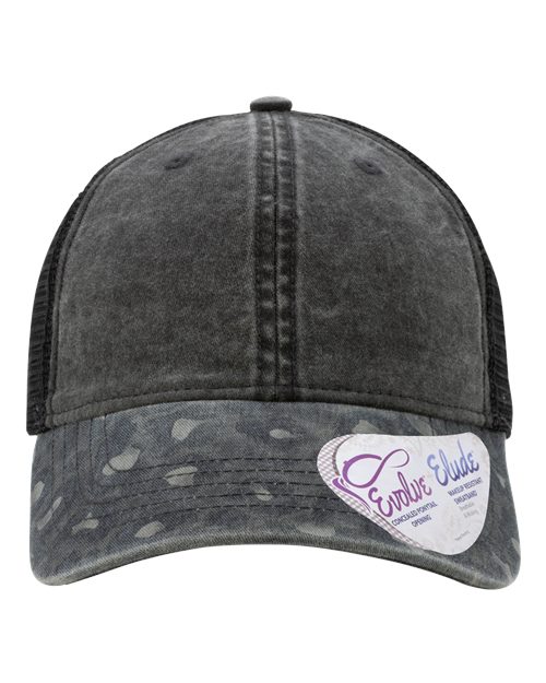 Infinity Her Women's Printed Visor with Mesh Back Cap - Infinity Her JANET Infinity Her Black/ Black Leopard/ Black Adjustable