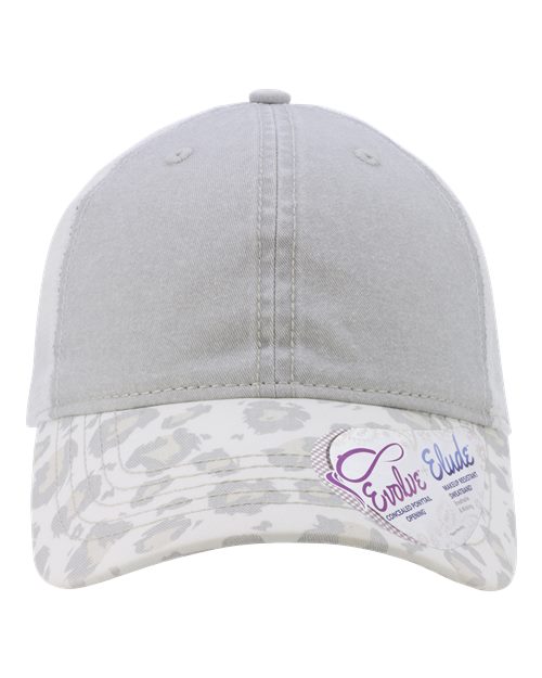 Infinity Her Women's Printed Visor with Mesh Back Cap - Infinity Her JANET Infinity Her Grey/ Snow Leopard/ White Adjustable