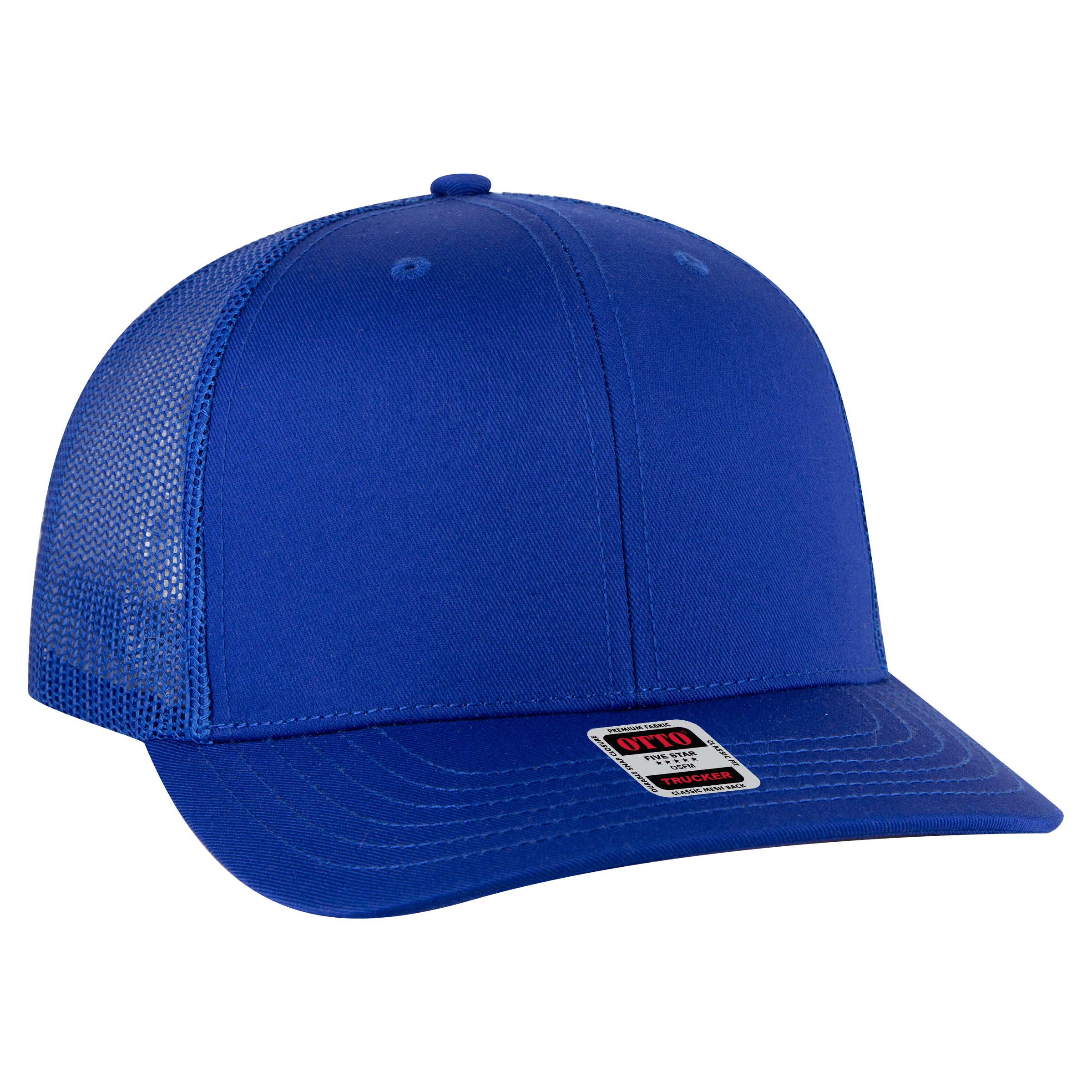 OTTO CAP 6 Panel Mid Profile Mesh Back Trucker Hat OTTO 112-1-001 - Royal Otto Cap