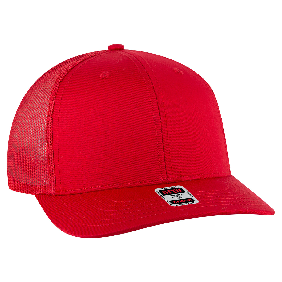 OTTO CAP 6 Panel Mid Profile Mesh Back Trucker Hat OTTO 112-1-002 - Red Otto Cap 002 - Red OSFM - Adult