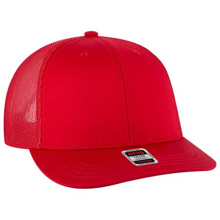 OTTO CAP 6 Panel Mid Profile Mesh Back Trucker Hat OTTO 112-1-002 - Red Otto Cap 002 - Red Young Adult