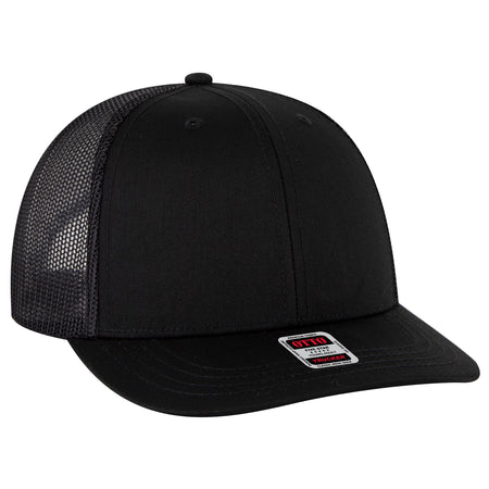 OTTO CAP 6 Panel Mid Profile Mesh Back Trucker Hat OTTO 112-1-003 - Black Otto Cap