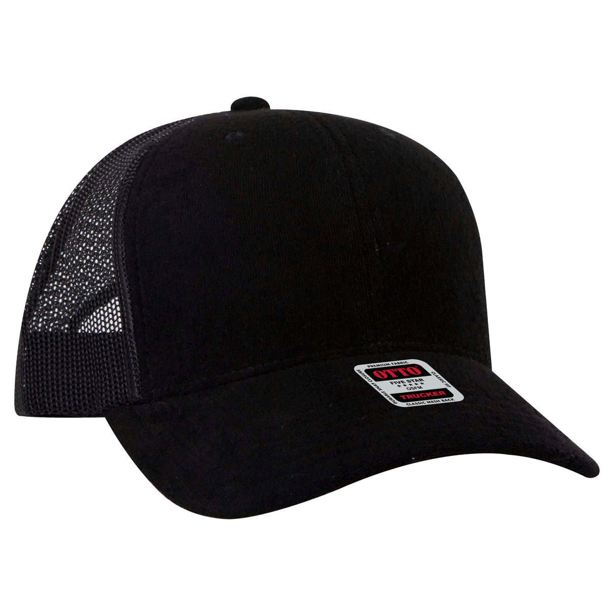 OTTO CAP 6 Panel Mid Profile Mesh Back Trucker Hat OTTO 112-1-003E - Black Otto Cap 003E - Black OSFM - Adult