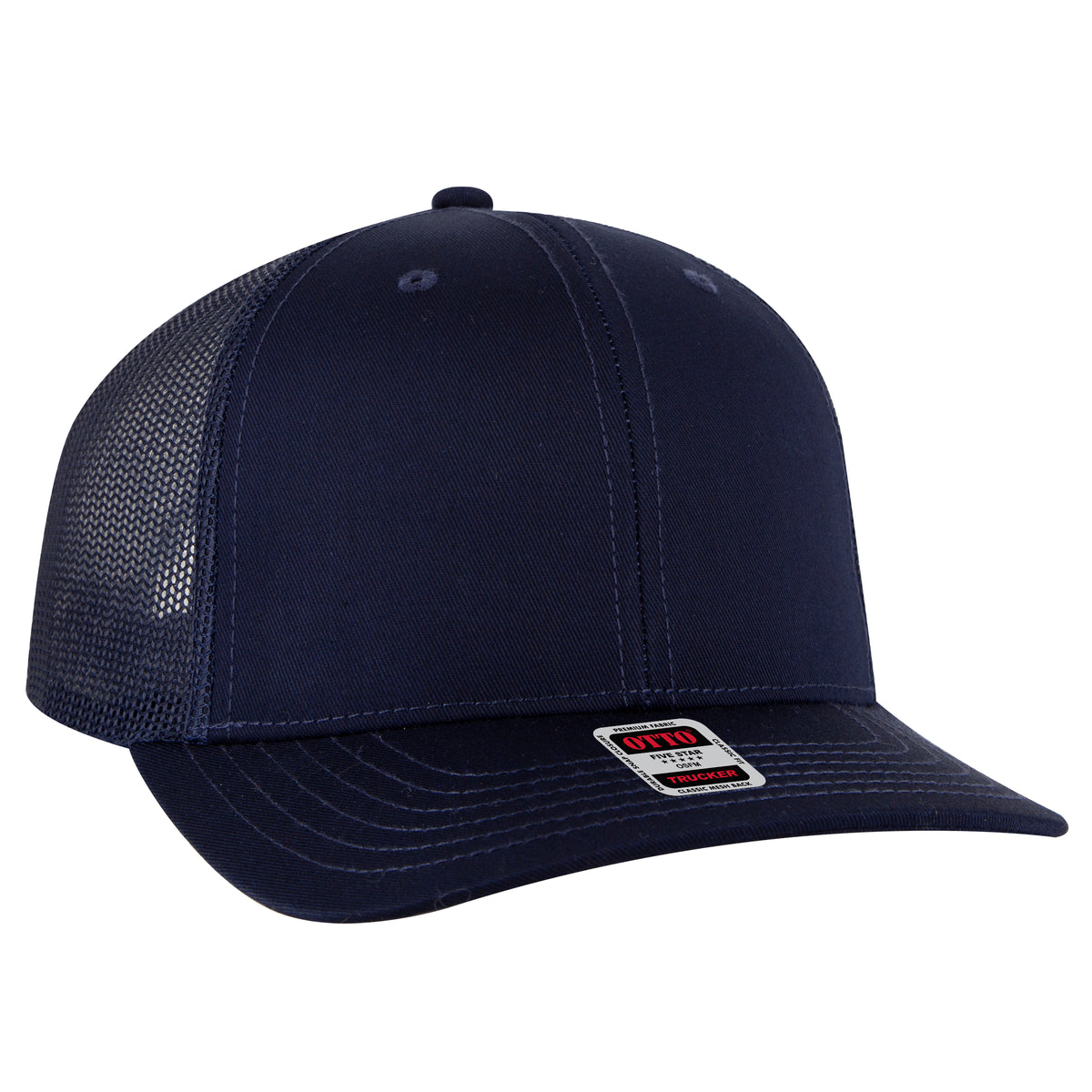 OTTO CAP 6 Panel Mid Profile Mesh Back Trucker Hat OTTO 112-1-004 - Navy Otto Cap