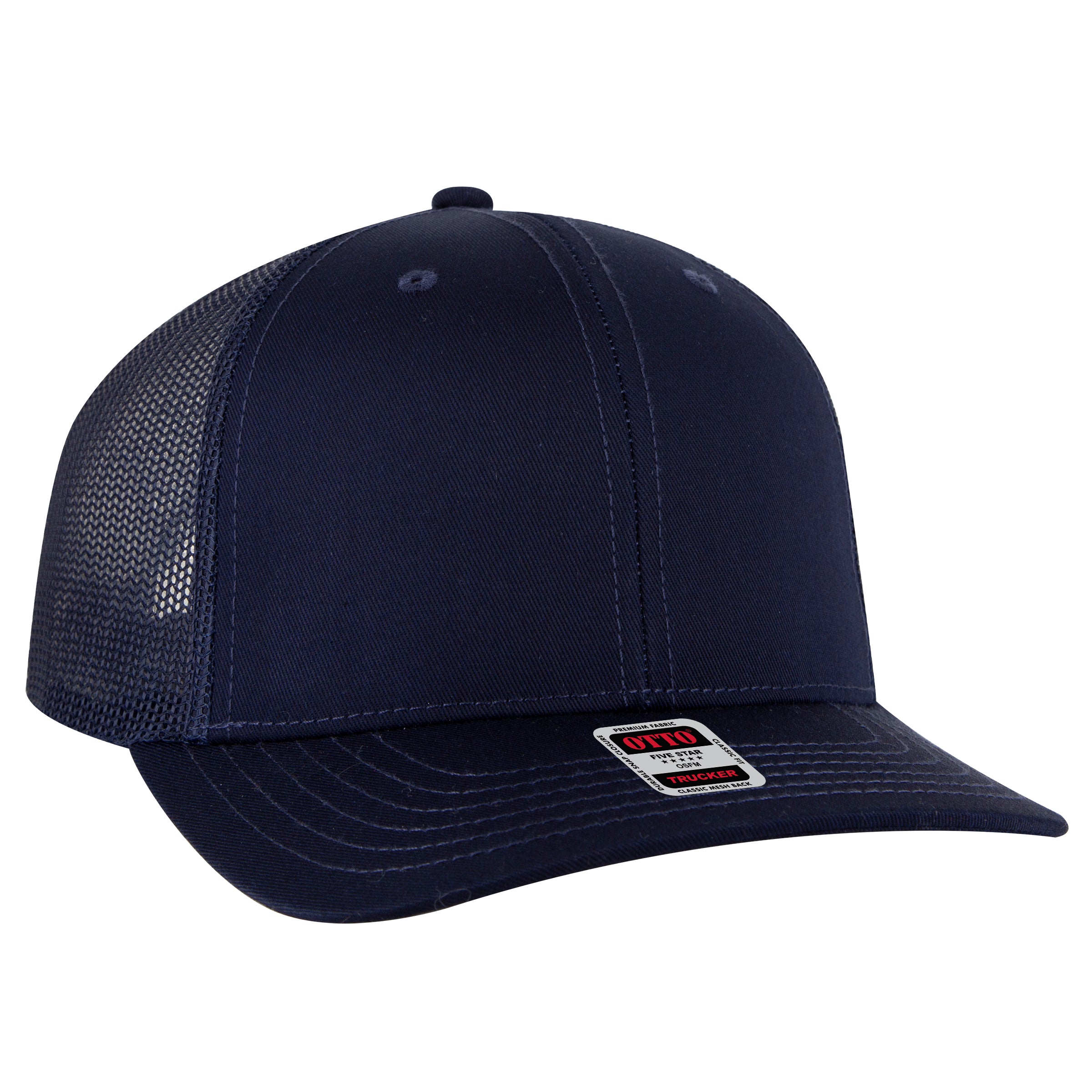 OTTO CAP 6 Panel Mid Profile Mesh Back Trucker Hat OTTO 112-1-004 - Navy Otto Cap 004 - Navy OSFM - Adult