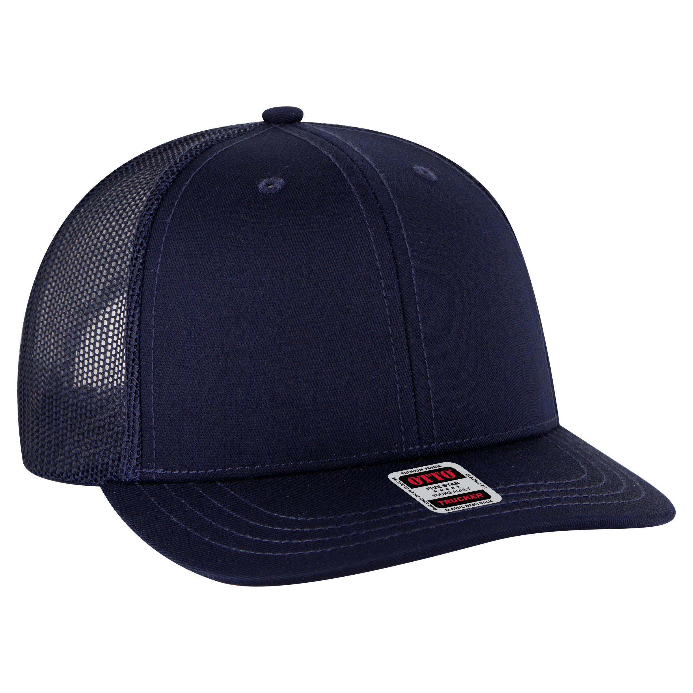 OTTO CAP 6 Panel Mid Profile Mesh Back Trucker Hat OTTO 112-1-004 - Navy Otto Cap 004 - Navy Young Adult