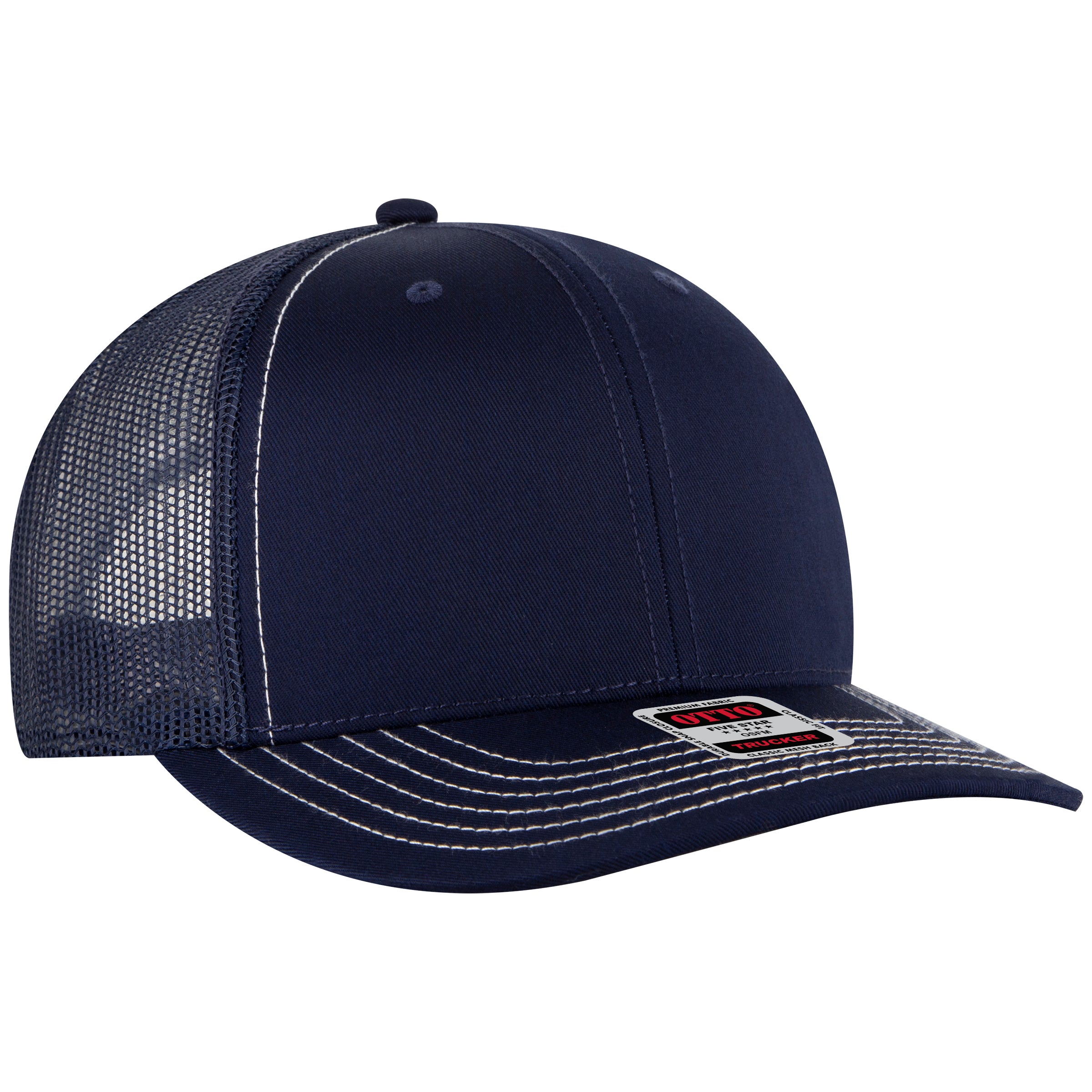 OTTO CAP 6 Panel Mid Profile Mesh Back Trucker Hat OTTO 112-1-004A - Navy Otto Cap 004A - Navy OSFM - Adult