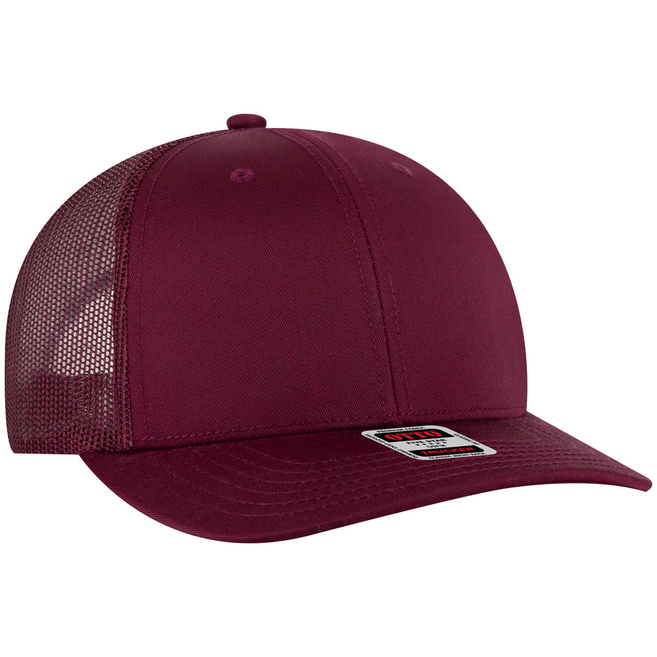 OTTO CAP 6 Panel Mid Profile Mesh Back Trucker Hat OTTO 112-1-010 - Maroon Otto Cap 010 - Maroon OSFM - Adult